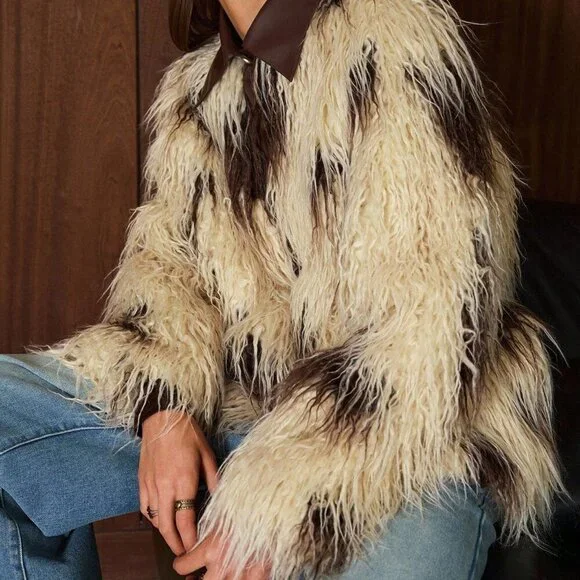 Multicolor Casual Women's Faux Fur Christmas Coat